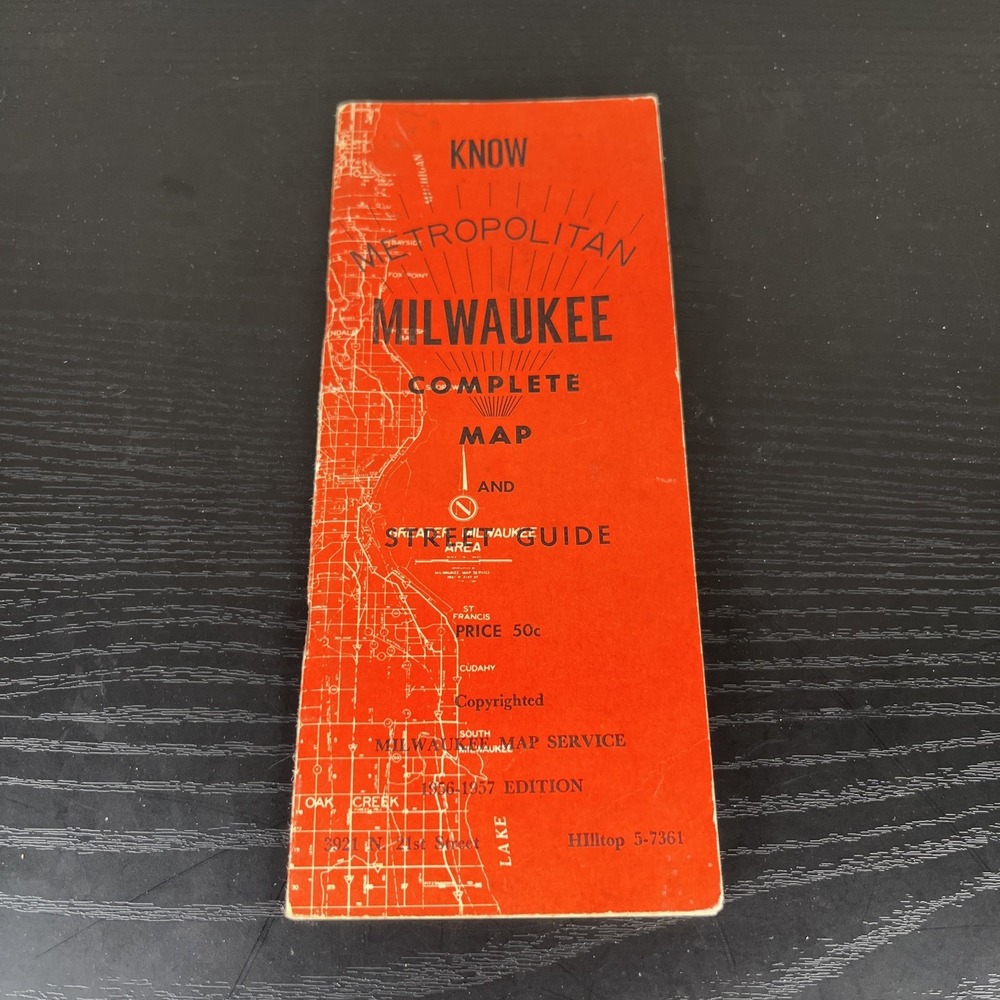 1956–1957 Milwaukee‎ Map Service Metropolitan Milwaukee Service Map – Vintage